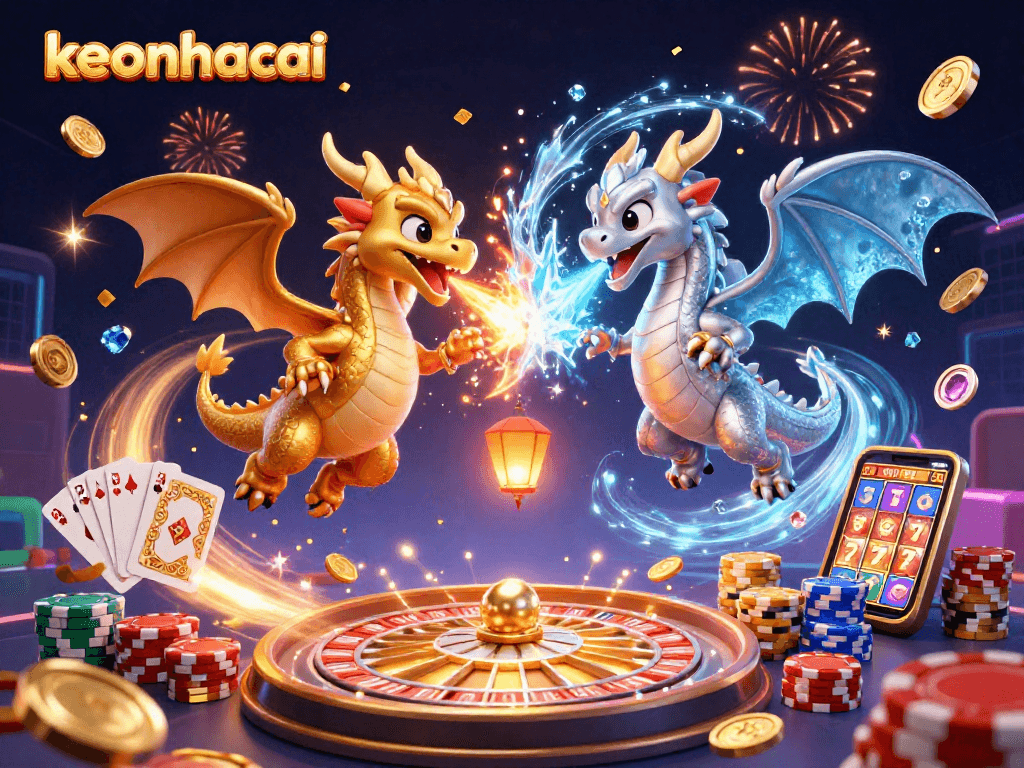 Experience thrilling gameplay at keonhacai with dynamic dragons and colorful casino elements.