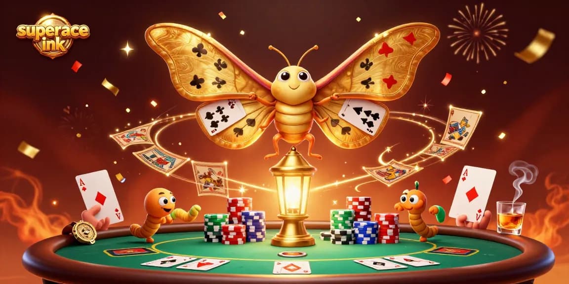 Bet big with superace ink: A vibrant scene of gambling excitement with poker elements.