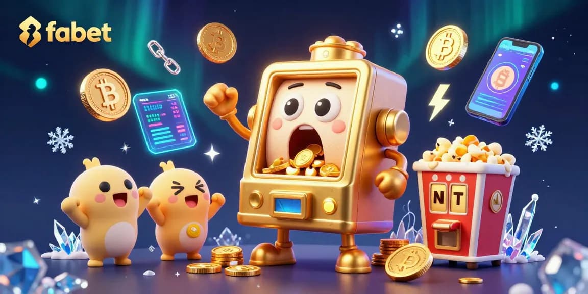 Set the reels spinning with fabet's golden slot machine celebrating its jackpot amidst vibrant casino elements.