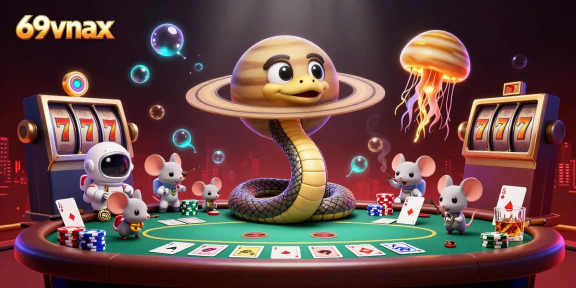 Engage in thrilling bets with 69vnax, where playful mice gamble on Saturn's colorful roulette rings.
