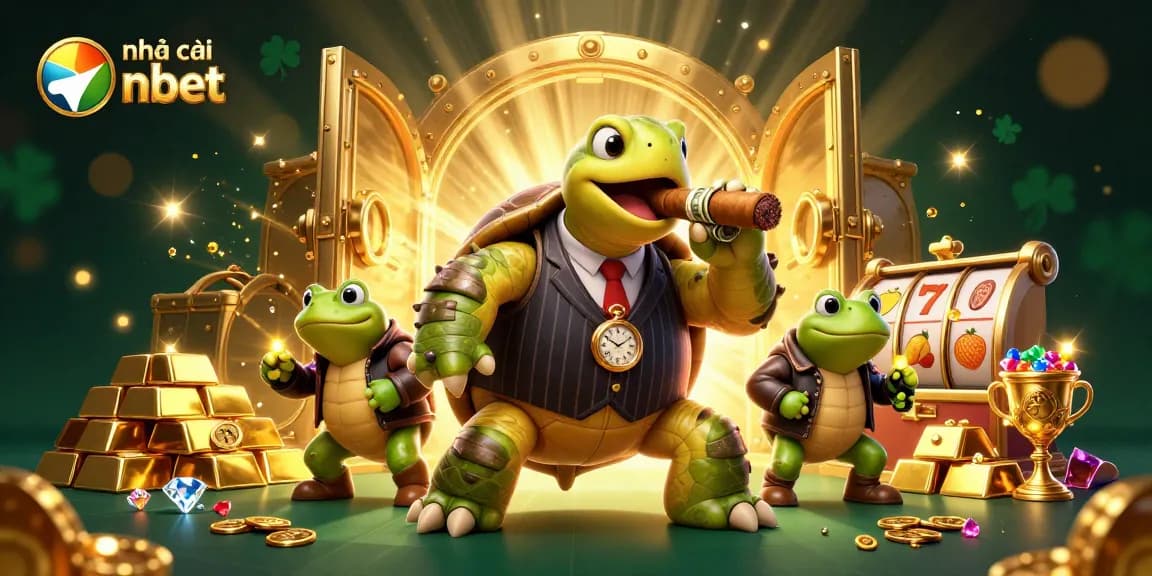 Engage with the vibrant world of nhà cái nbet through a dynamic casino scene featuring a mobster turtle and bullfrog enforcers.