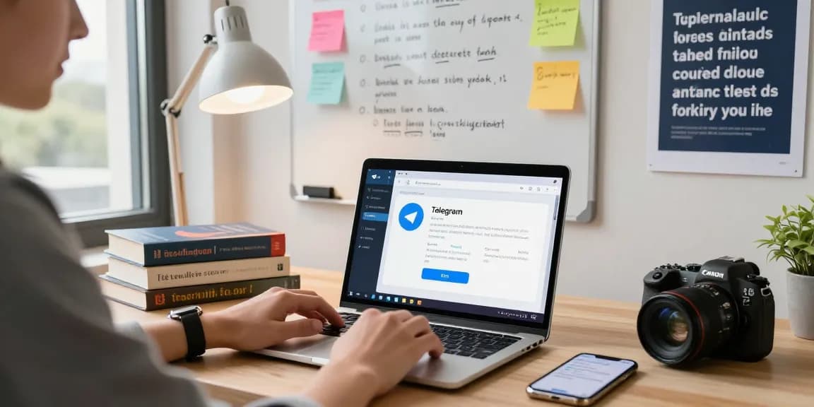 Experience seamless Telegram Chinese setup with a vibrant tech workspace showcasing language switching on modern devices.
