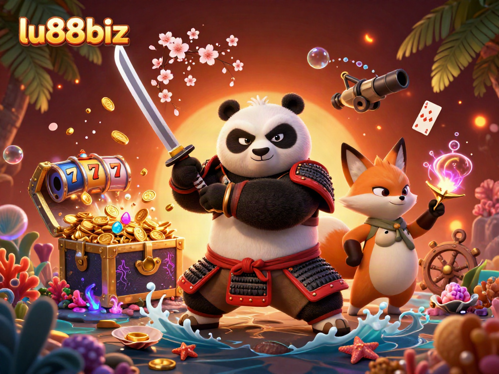 Experience excitement with lu88biz in this vibrant 3D casino illustration.