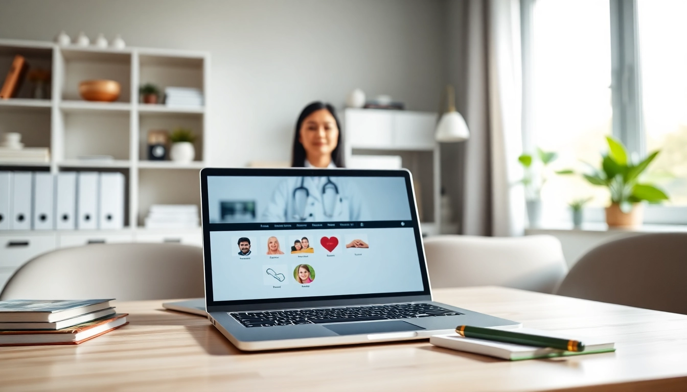 Virtual doctor for minor illnesses consultation with a caring professional in a modern home office.