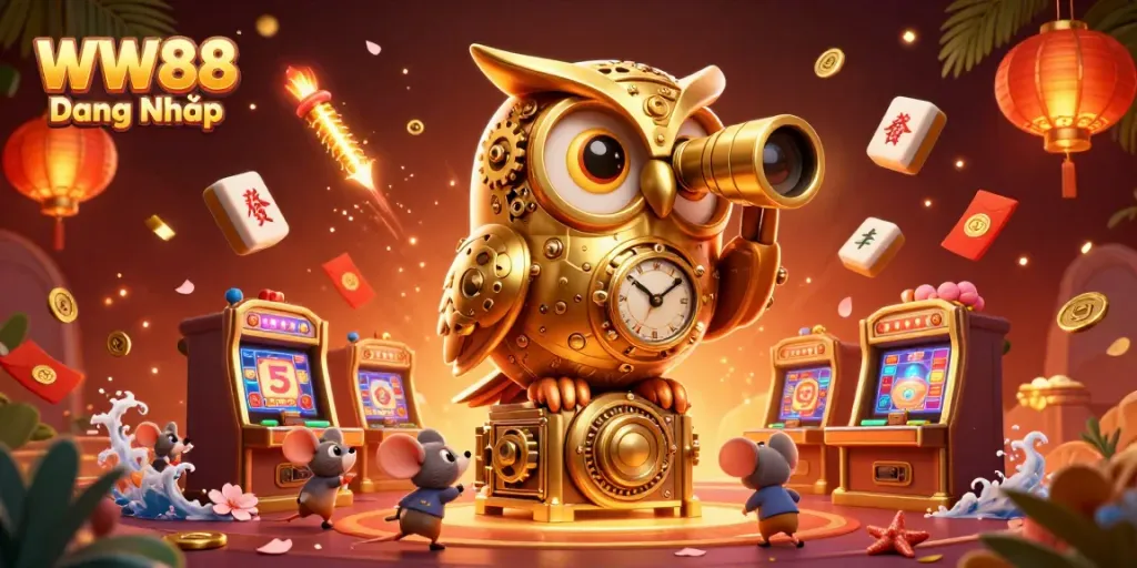 Engage in the exciting world of casino gaming with WW88 Đăng Nhập, featuring stunning 3D illustrations of unique characters and elements.