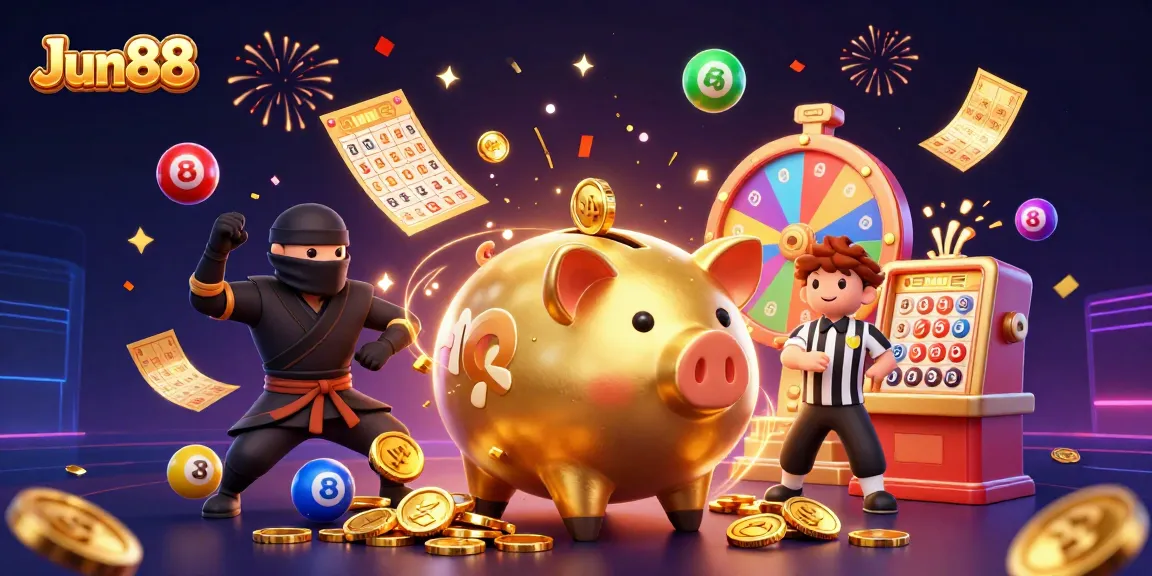 Experience the thrilling world of Jun88 with dynamic casino gaming elements and vibrant characters.