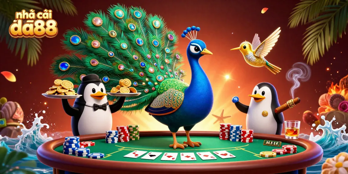 Experience thrilling poker at nhà cái da88 with our vibrant casino-themed illustration.