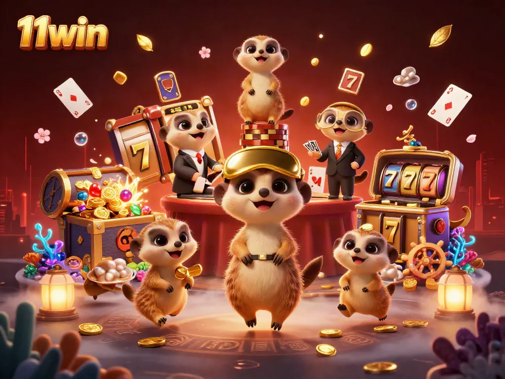 Experience excitement at 11win with meerkats managing an elaborate casino scene