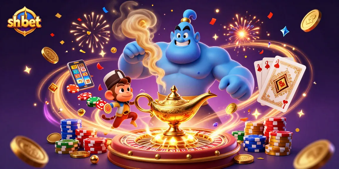 Experience the excitement of sh bet with a vibrant 3D casino illustration showcasing dynamic characters and game elements.