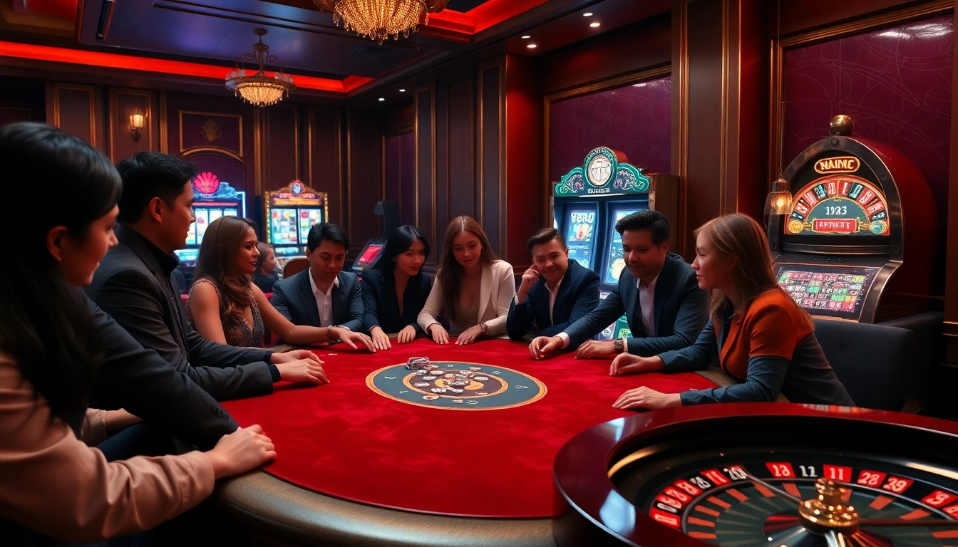 Players engaged in a thrilling game of poker at rik vip casino, showcasing excitement and elegance.