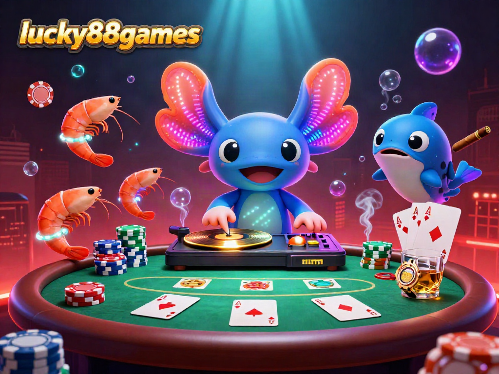 Experience thrilling wins at lucky88games with vibrant poker action amidst a colorful underwater casino.