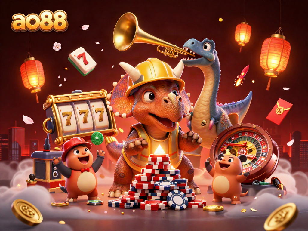 Celebrate winning moments at ao88 with playful characters and vibrant casino elements.