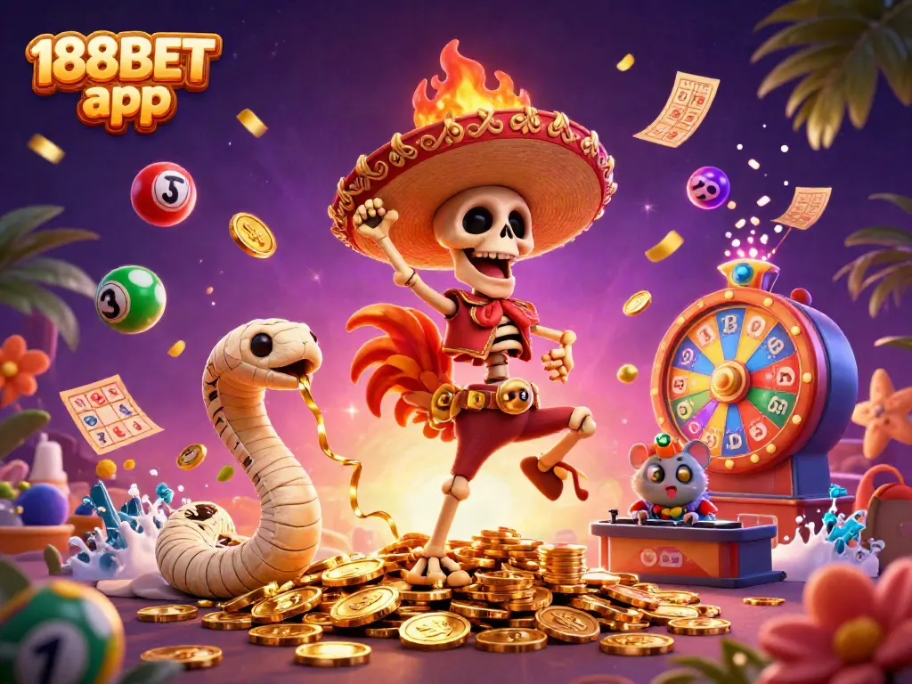 Experience the excitement of live gaming with the 188BET app, featuring dynamic casino elements and vibrant characters!