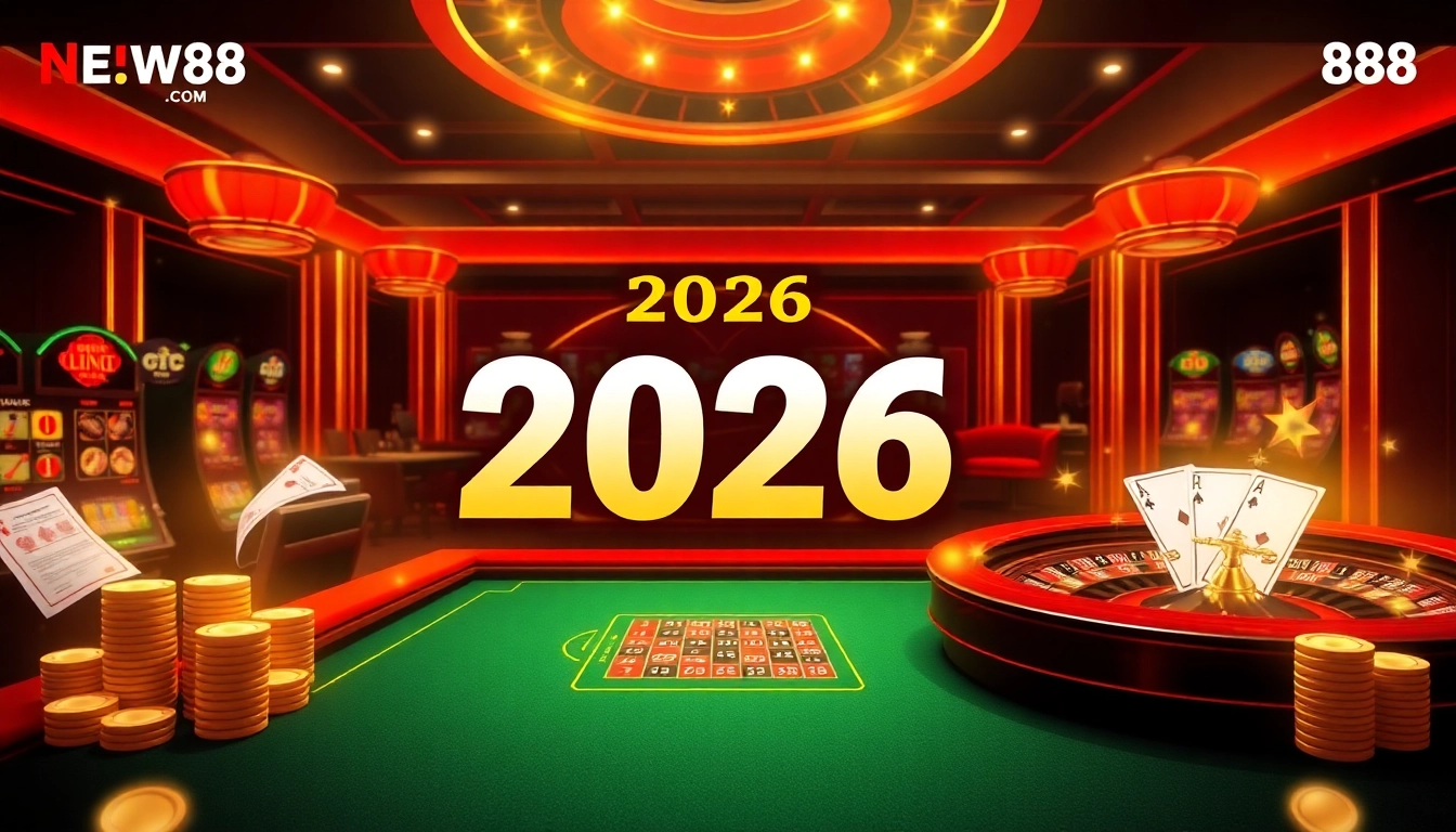 Experience the excitement of Trang Chủ NEW88 with vibrant online gambling visuals featuring casino games and betting.