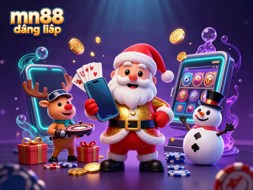 Experience online gaming excitement with mn88 đăng nhập in a festive casino scene.