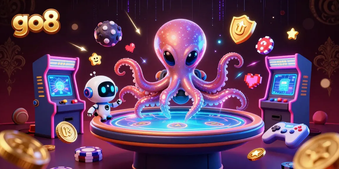 Engage with go8's lively action featuring a 3D alien octopus and poker entertainment.