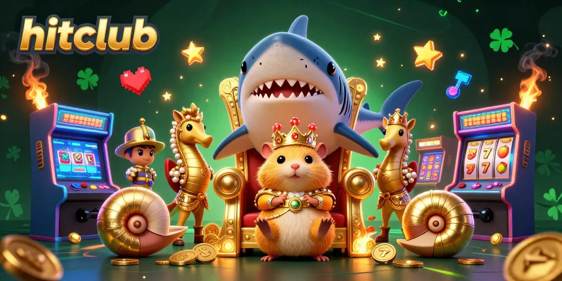 Experience the thrilling hitclub jackpot with a golden hamster king ruling a vibrant arcade.